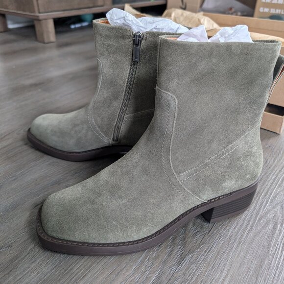 Lucky Brand Kazey Ankle Boot Suede Martini Green Sz8 - Picture 3 of 9